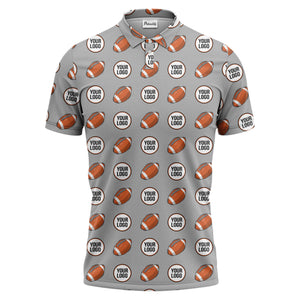 cartoon football logo circle repeat black sports polo shirt for men