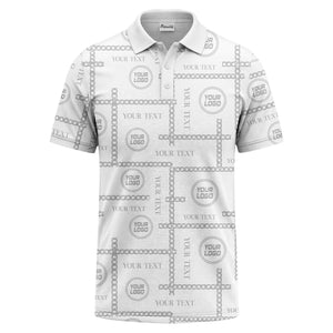 chain link grid custom logo monochrome polo shirt for men