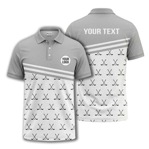 crossed golf clubs & balls repeat pattern polo shirt for men