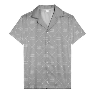 crossed golf clubs logo repeat pattern hawaiian shirt for men