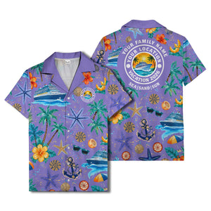 cruise ship palm trees starfish watercolor hawaiian shirt
