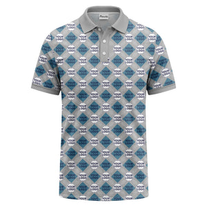 custom diamond grid circular logos polo shirt for men