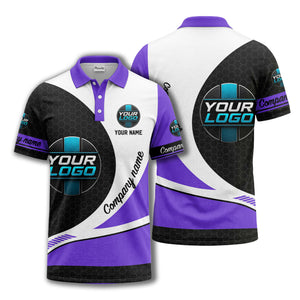custom logo hexagon diagonal stripes polo shirt for men