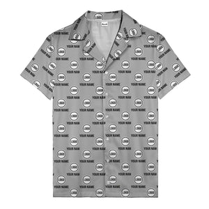 custom logo & name repeat pattern black hawaiian shirt for men