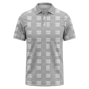 custom logo repeat diamond grid black white polo shirt