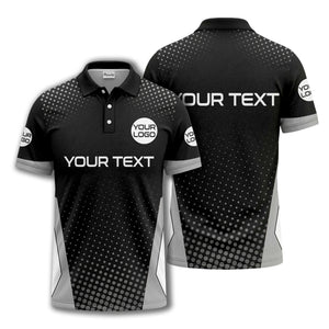 custom logo text overlay polka dot golf polo shirt