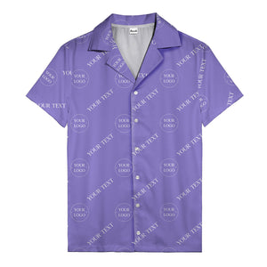 custom logo & text repeat black hawaiian shirt for personalized branding