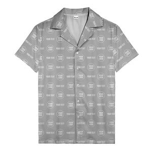custom logo & text repeat pattern black hawaiian shirt for men