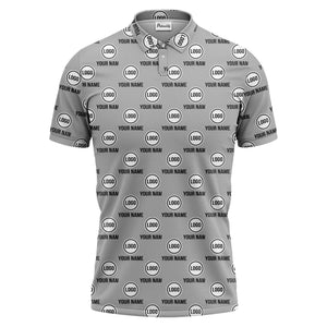 custom name & logo repeat circle pattern black polo shirt