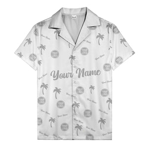 custom palm tree silhouette & name logo black white hawaiian shirt