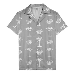 custom palm trees & your logo repeat black gold hawaiian shirt