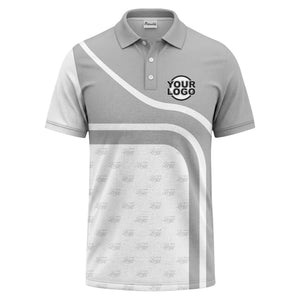 diagonal black-white custom logo stripe polo shirt for golf