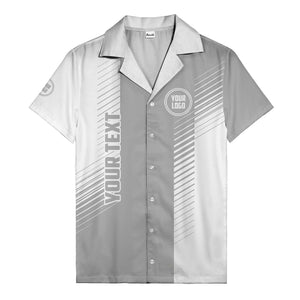 diagonal stripes & custom logo monochrome hawaiian shirt
