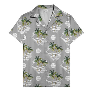 diamond waves & palm trees graphic hawaiian shirt for men