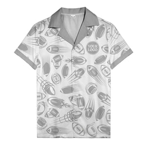 dynamic footballs & speed lines black white graphic hawaiian shirt for men