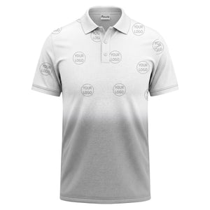 gradient black white custom logo repeat polo shirt