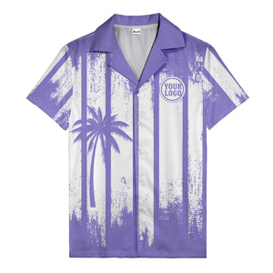 grunge monochrome palm tree silhouettes & stripe hawaiian shirt for men