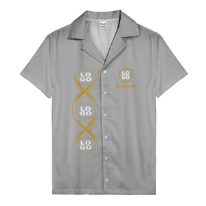 infinity symbol & shield crest black gold hawaiian shirt for men