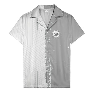 ink splattered abstract lines monochrome hawaiian shirt