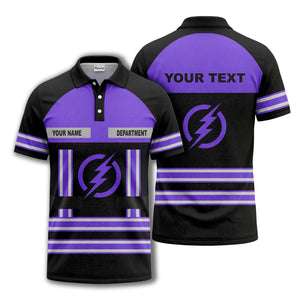 lightning bolt emblem & stripes corporate polo shirt