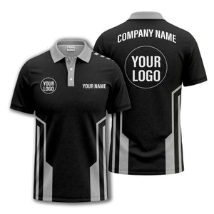 modern black white geometric stripes custom logo polo shirt