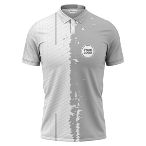 monochrome abstract lines & splatter paint art polo shirt for men