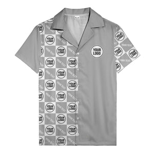 monochrome checkerboard custom logo repeat hawaiian shirt for men
