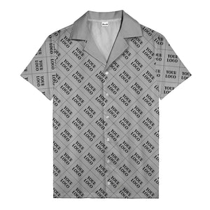 monochrome diamond grid custom logo repeat hawaiian shirt for men