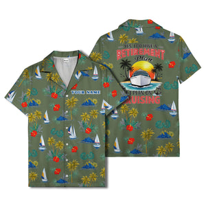 palm trees sailboats hibiscus island paradise hawaiian shirt