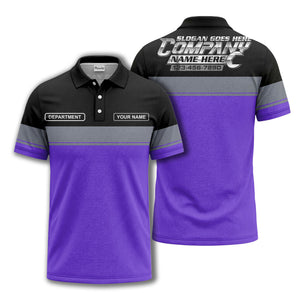 personalized department name gray stripe polo shirt for teams