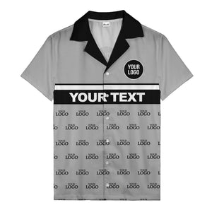 personalized logo & text striped hawaiian shirt for teams