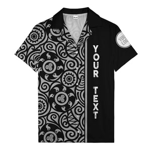 polynesian tribal swirls black white circular motifs hawaiian shirt for men