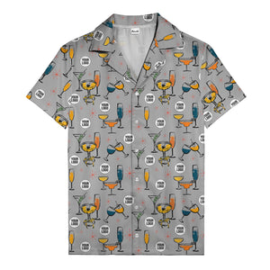 retro cocktail glasses & martini starburst hawaiian shirt
