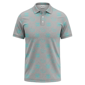 rubber duck & custom logo circle pattern polo shirt for men