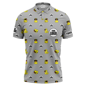 rubber duck repeat cartoon pattern custom logo black polo shirt for men