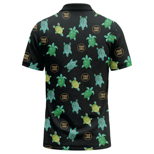 sea turtle repeat black teal golf polo shirt for men