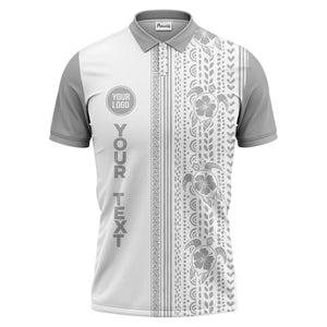 sea turtles hibiscus polynesian tribal black white polo shirt for men