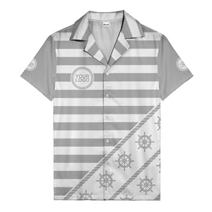 ship wheel and rope striped nautical maritime hawaiian shirt
