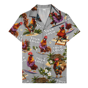 surfing roosters riding waves aloha hawaiian shirt with surfboards
