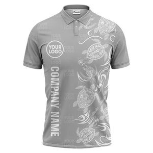 tribal sea turtle swirl black white artwork polo shirt for beach days