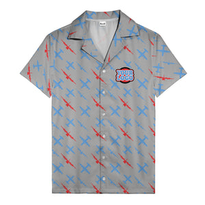 vintage airplane repeat pattern hawaiian shirt for aviation fans