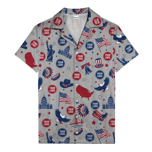 vintage cartoon statue of liberty & eagles patriotic hawaiian shirt