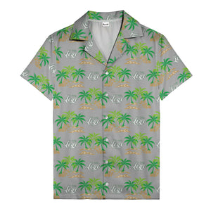 vintage palm tree oasis with monogrammed logo repeat hawaiian shirt