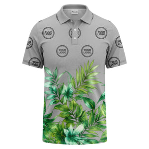 watercolor exotic ferns & logo circle polo shirt