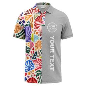 watercolor palm leaves swirls custom geometric all over print polo shirt