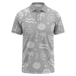 watercolor palm trees seashells waves polo shirt for beach vacation