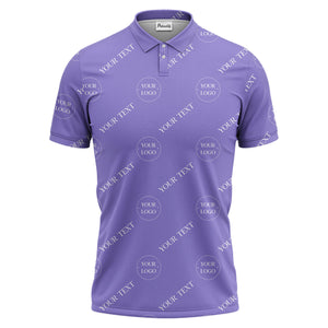your name & logo repeat pattern black polo shirt for men