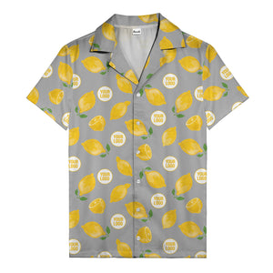 zesty lemon watercolor lemon slices & leaf hawaiian shirt
