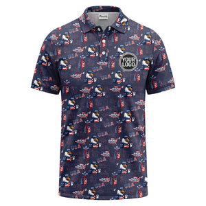bald eagles golf bags fireworks patriotic polo shirt for men