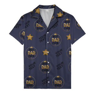 best dad ever gold crown circle repeat pattern hawaiian shirt for men